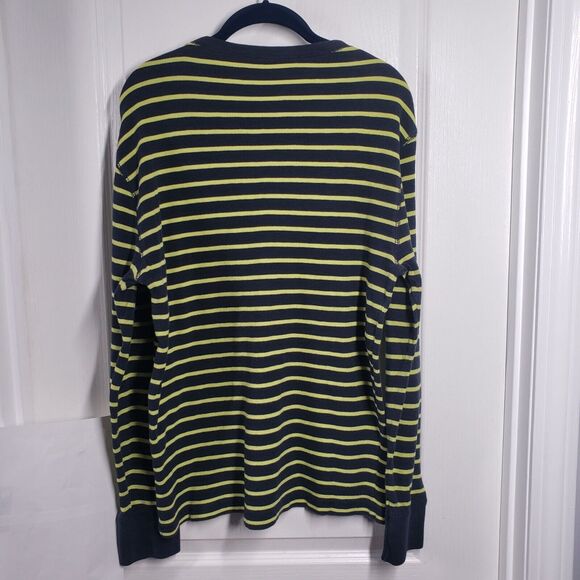 American Eagle Shirt Mens Large Blue Striped Waffle Thermal Long Sleeve Grunge - Picture 2 of 16